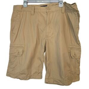 U.S. POLO ASSN. Tan Khaki Twill Cargo Shorts 100% Cotton Size 38 Preppy